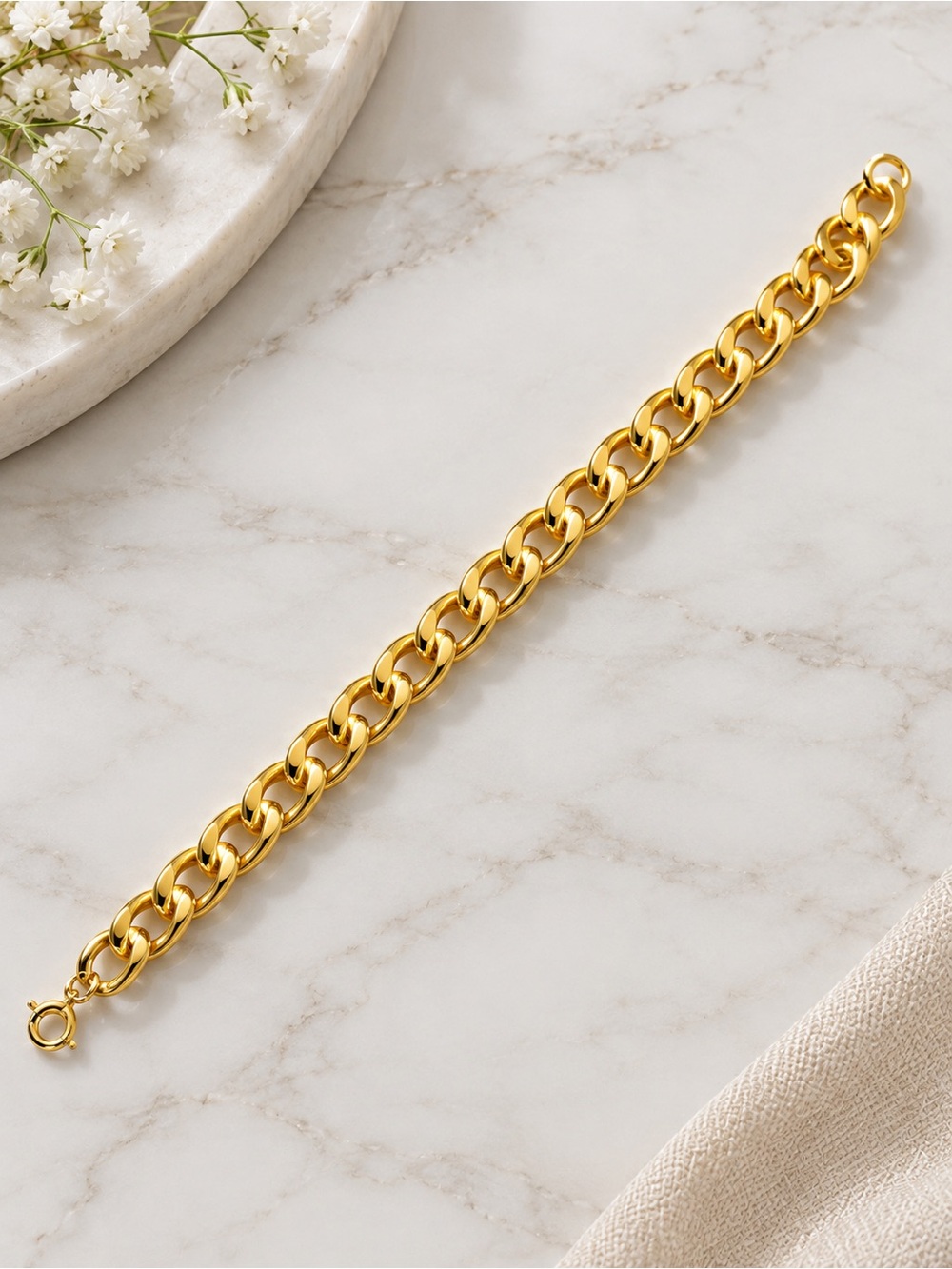 Gold Link Chain Bracelet - Polished Fashion Bracelet
